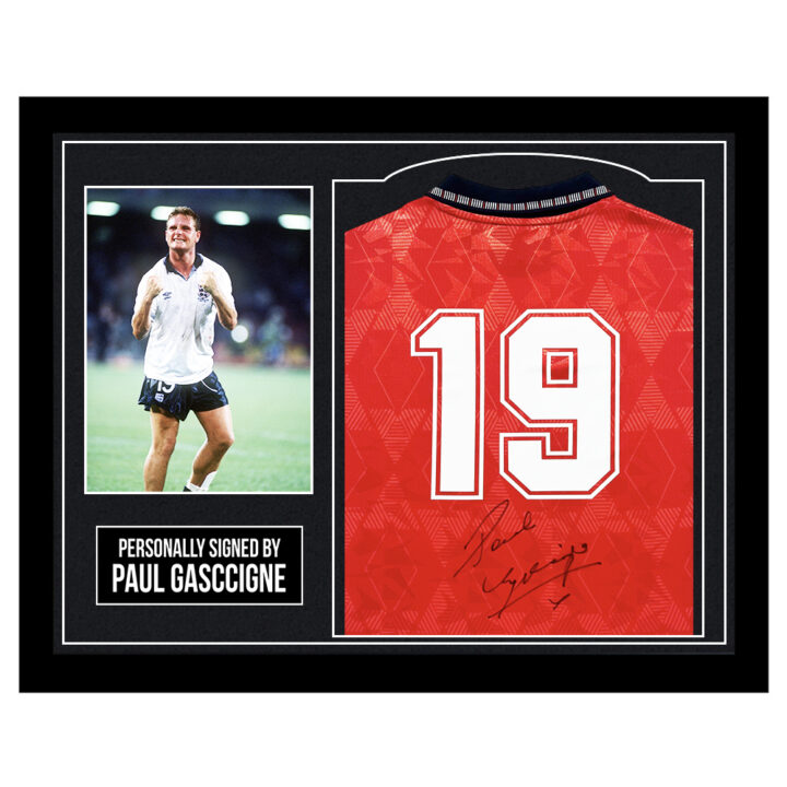 Framed Paul Gascoigne Signed Shirt - England Autograph