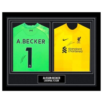 Signed Alisson Becker Framed Duo Shirts - Liverpool FC Icons