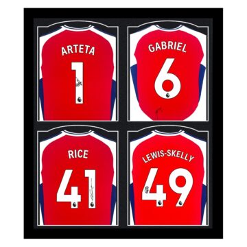 Signed Arteta, Gabreil, Rice & Lewis-Skelly Framed Shirts - Arsenal FC 2025