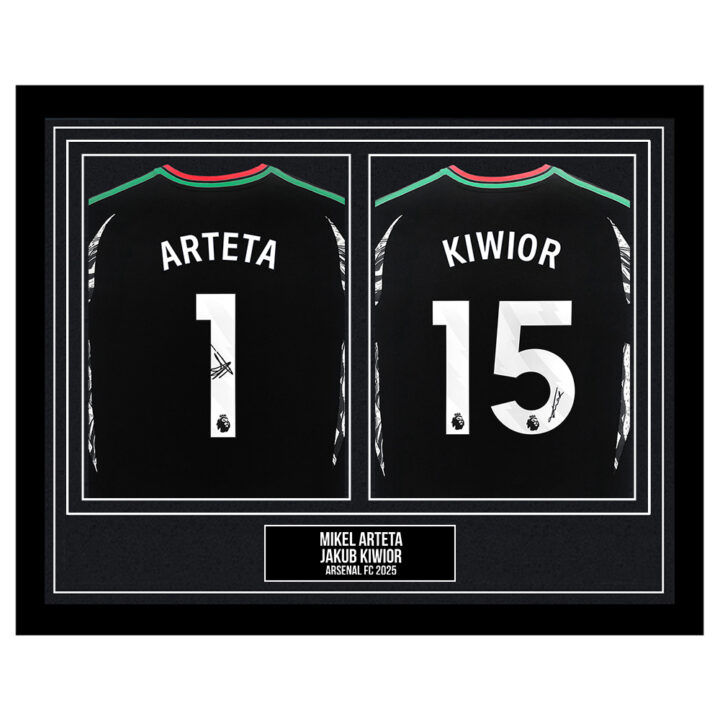 Mikel Arteta & Jakub Kiwior Signed Framed Shirts - Arsenal FC 2025