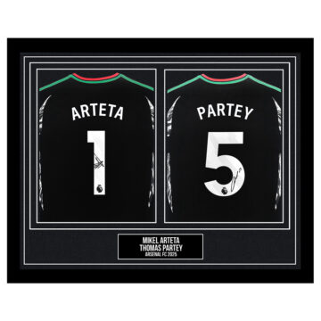 Mikel Arteta & Thomas Partey Signed Framed Shirts - Arsenal FC 2025