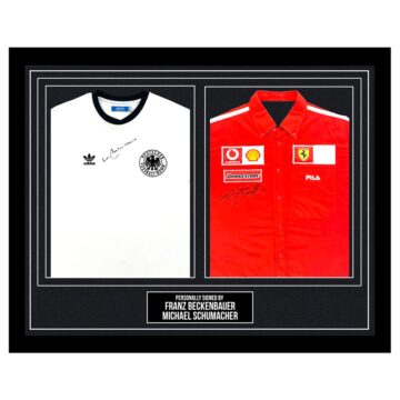 Signed Franz Beckenbauer & Michael Schumacher Framed Duo Shirts - Germany Icons