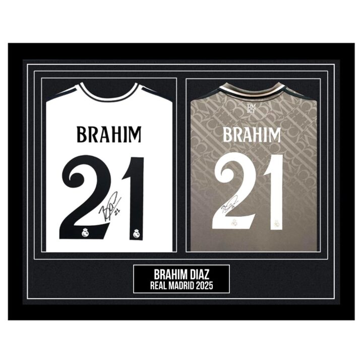 Signed Brahim Diaz Framed Duo Shirts - Real Madrid 2025