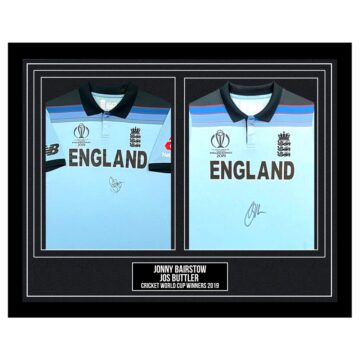 Signed Jonny Bairstow & Jos Buttler Framed Duo Shirts - Cricket World Cup Champions 2019
