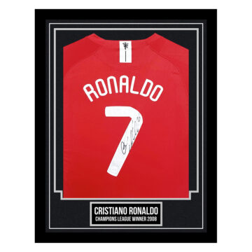 Cristiano Ronaldo Signed Framed Shirt - Champions League Winner 2008 - Silver Design