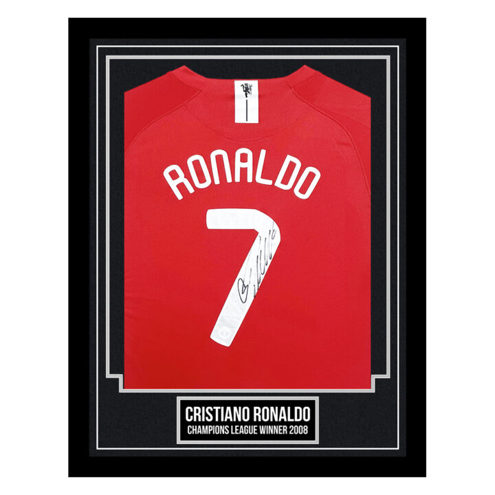 Cristiano Ronaldo Signed Framed Shirt - Champions League Winner 2008 - Silver Design