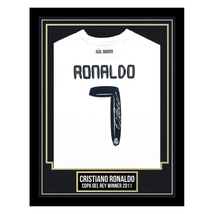 Cristiano Ronaldo Signed Framed Shirt - Copa Del Rey Winner 2011 - Gold Design