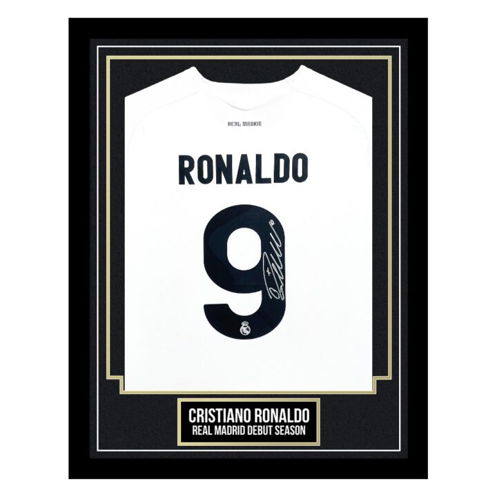 Cristiano Ronaldo Signed Framed Shirt - Real Madrid Debut Season - Gold Design