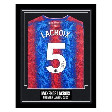 Maxence Lacroix Signed Framed Shirt - Premier League 2025