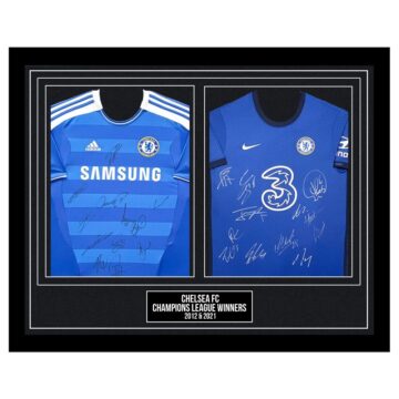 Signed Chelsea FC Framed Duo Shirts - Champions League Winners 2012 & 2021