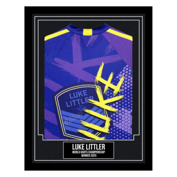 Luke Littler Autographed Framed Shirt - World Darts Championship Winner 2025