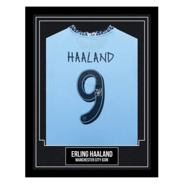 Signed Erling Haaland Framed Shirt - Manchester City FC 2025