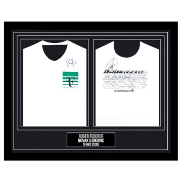 Signed Roger Federer & Novak Djokovic Framed Duo Shirts - Tennis Icons