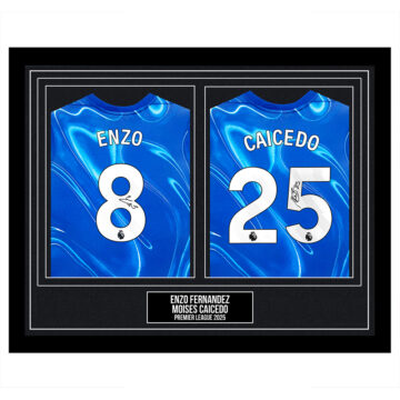 Signed Enzo Fernandez & Moises Caicedo Framed Duo Shirts - Premier League 2025