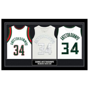 Signed Giannis Antetokounmpo Framed Jerseys Trio - Milwaukee Bucks Icon