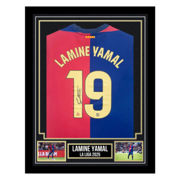 Signed Lamine Yamal Framed Shirt - La Liga 2025