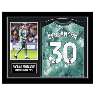 Framed Rodrigo Bentancur Signed Shirt - Premier League 2025