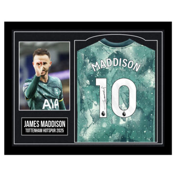 Framed James Maddison Signed Shirt - Premier League 2025