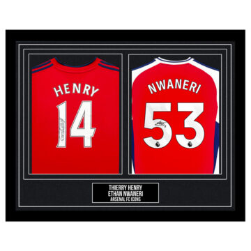 Signed Thierry Henry & Ethan Nwaneri Framed Duo Shirts - Arsenal FC Icons