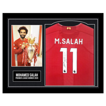 Signed Mohamed Salah Framed Shirt - Premier League Winner 2020