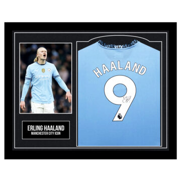 Signed Erling Haaland Framed Shirt - Manchester City 2025 Autograph