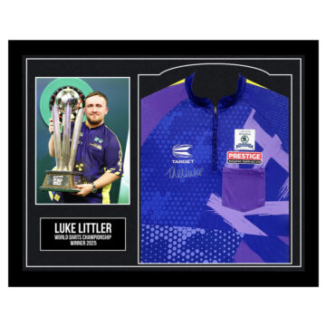 Framed Luke Littler Signed Shirt - World Darts Championship Winner 2025