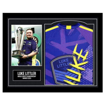 Framed Luke Littler Autographed Shirt - World Darts Championship Winner 2025