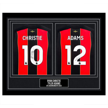 Signed Ryan Christie & Tyler Adams Framed Duo Shirts - AFC Bournemouth 2025