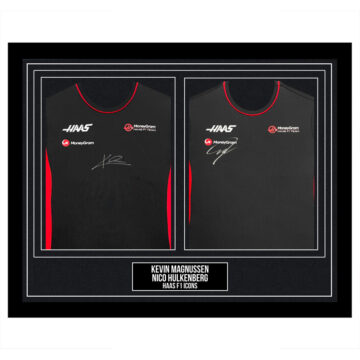 Signed Kevin Magnussen & Nico Hulkenberg Framed Duo Shirts - Haas F1 Icons