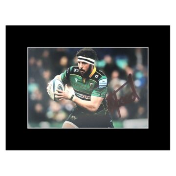 Signed Tom Wood Photo Display 8x6 - Northampton Saints Icon