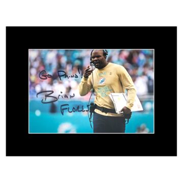 Signed Brian Flores Photo Display 8x6 - Miami Dolphins Icon