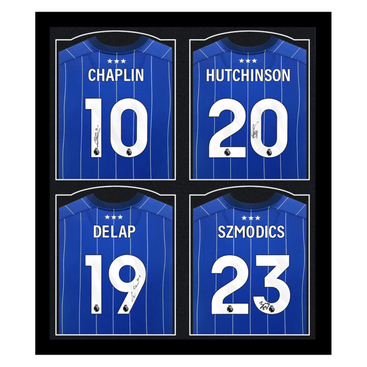 Signed Chaplin, Hutchinson, Delap & Szmodics Framed Shirts - Ipswich Town 2025