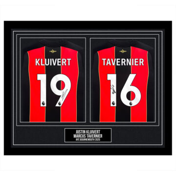 Signed Justin Kluivert & Marcus Tavernier Framed Duo Shirts - AFC Bournemouth 2025
