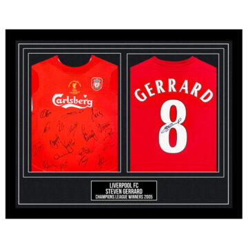 Signed Steven Gerrard Framed Liverpool FC Shirts - Champions League Winners 2005