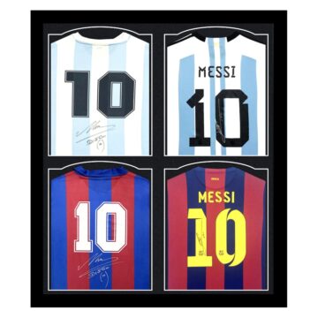 Signed Maradona & Messi Quad Framed Shirts - Argentina & Barcelona Icons