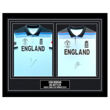 Signed Eoin Morgan & Jos Buttler Framed Duo Shirts - Cricket World Cup Champions 2019 (Copy)