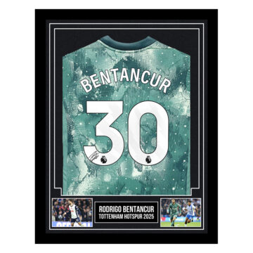 Signed Rodrigo Bentancur Framed Shirt - Tottenham Hotspur 2025