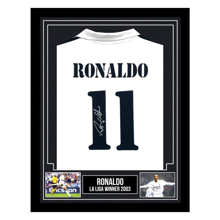 Autographed Ronaldo Framed Shirt - La Liga Winner 2003