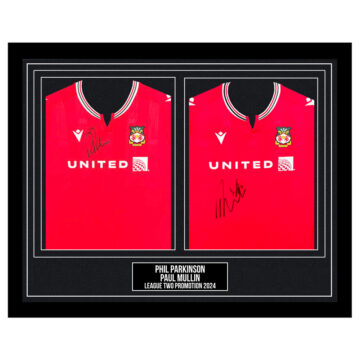 Signed Phil Parkinson & Paul Mullin Framed Duo Shirts - League Two Promotion 2024