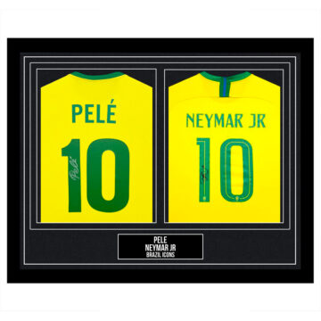 Signed Pele & Neymar JR Framed Duo Shirts - Brazil Icons