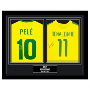 Signed Pele & Ronaldinho Framed Duo Shirts - Brazil Icons