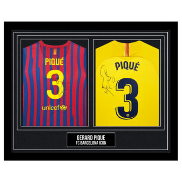 Signed Gerard Pique Framed Duo Shirts - FC Barcelona Icons