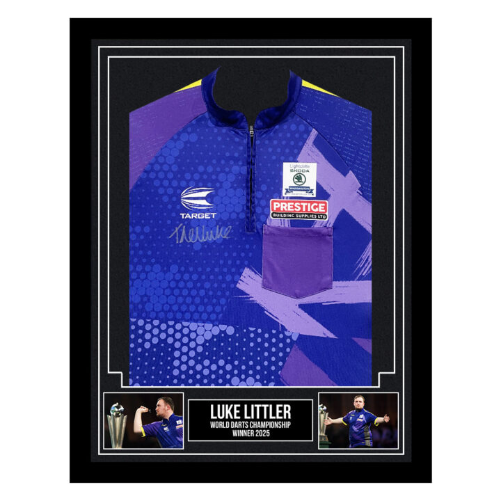 Signed Luke Littler Framed Shirt - World Darts Championship Winner 2025