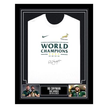 Signed RG Snyman Framed Shirt - RWC Winner 2019 & 2023