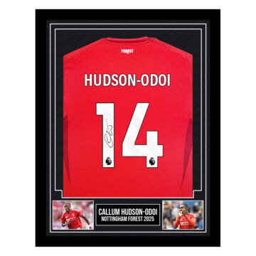 Signed Callum Hudson-Odoi Framed Shirt - Nottingham Forest 2025