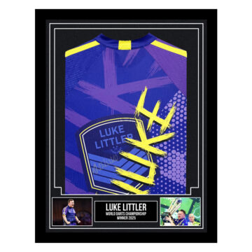 Autographed Luke Littler Framed Shirt - World Darts Championship Winner 2025