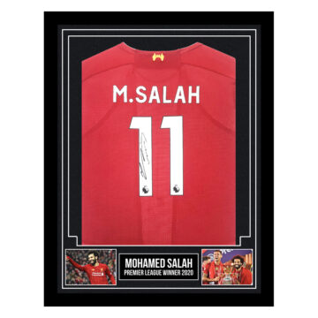 Framed Mohamed Salah Signed Shirt - Premier League Winner 2020
