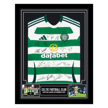Framed Celtic FC Signed Shirt - Scottish League Cup Winners 2025