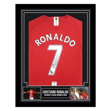 Framed Cristiano Ronaldo Signed Shirt - Premier League Winner 2008