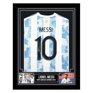Framed Lionel Messi Signed Shirt - Copa America Winner 2021